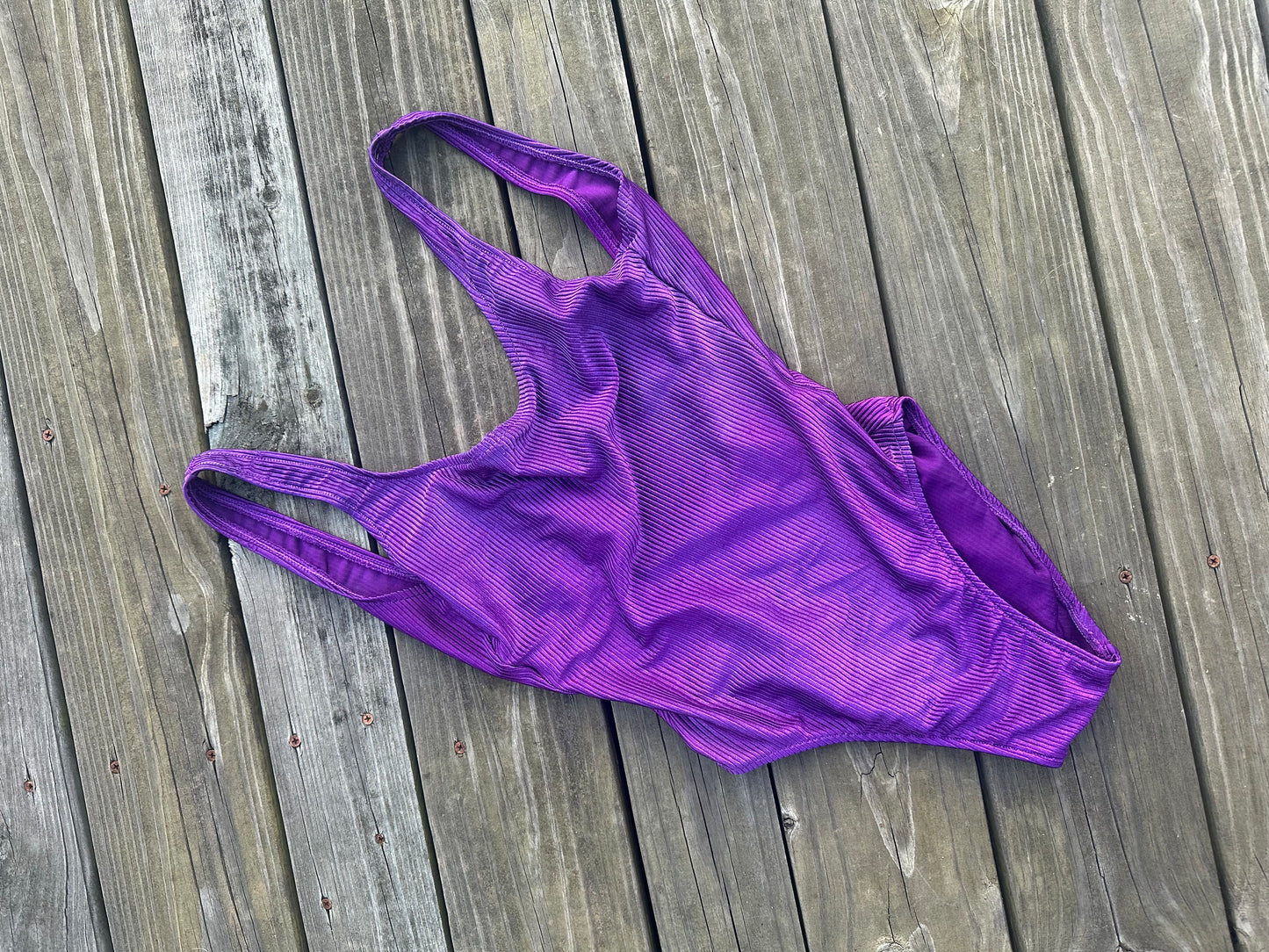 Purple Reign - Minimalist Ribbed One-Piece (1990s)