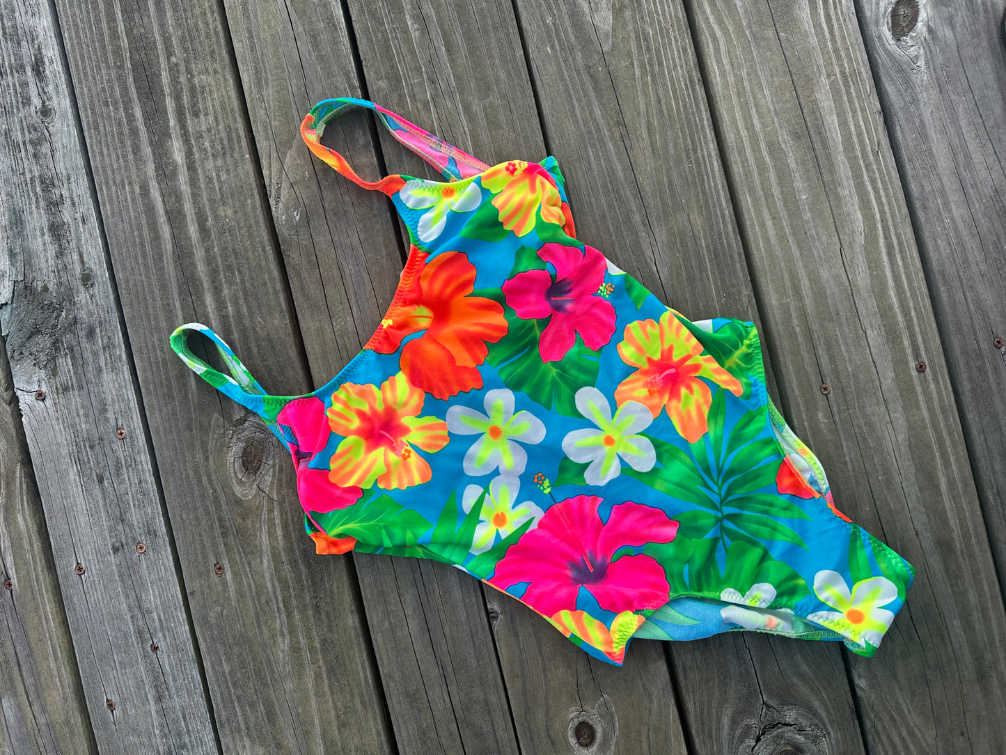 Dockside Disco - Neon Floral One-Piece (1990s)