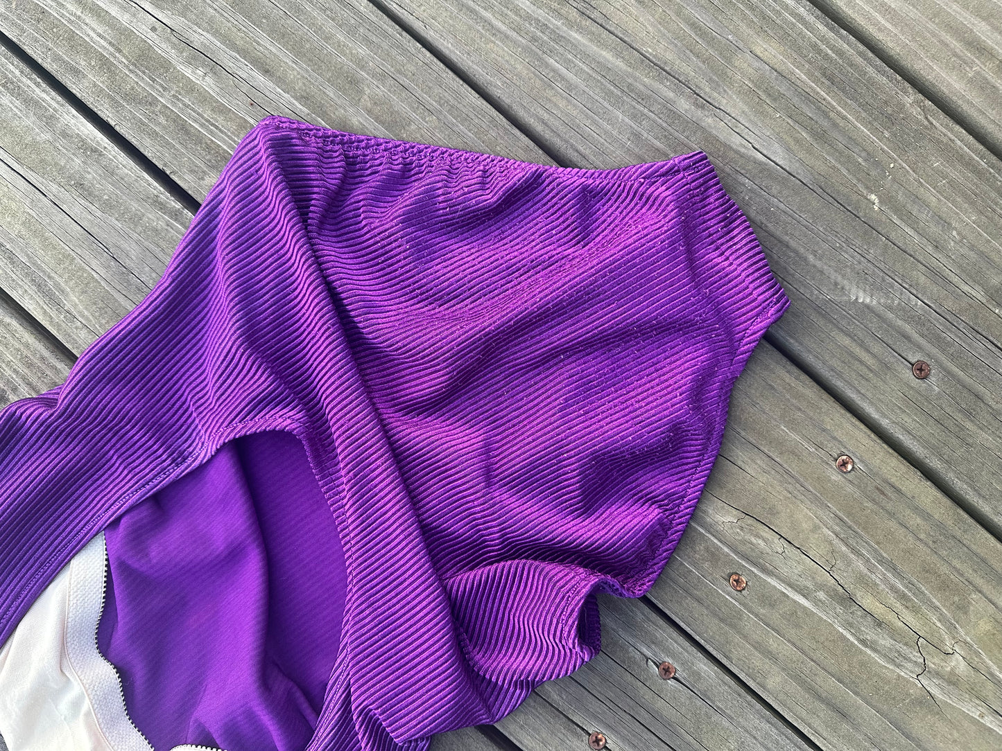 Purple Reign - Minimalist Ribbed One-Piece (1990s)