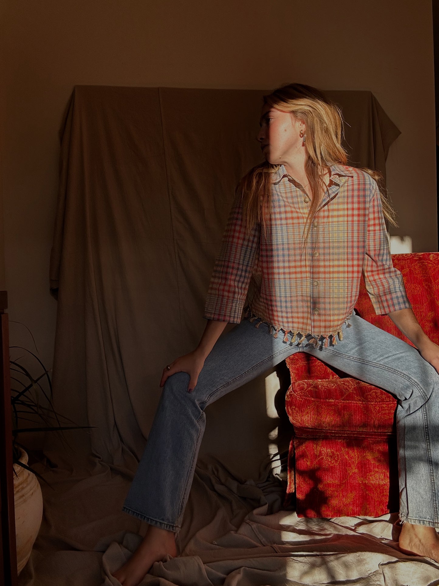 A Plaid Curtain Blouse